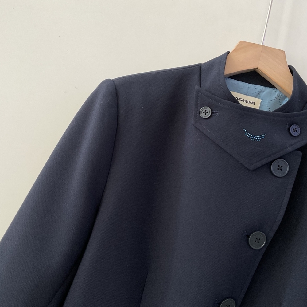 Zadig & Voltaire Verysa Navy Asymmetrical Blazer - Picture 9 of 14
